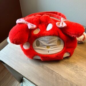 My Melody Mushroom fuzzy bucket crossbody bag